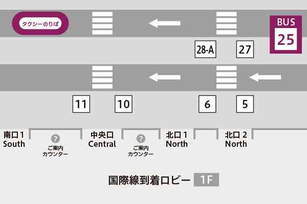 第2ターミナル1階 25番バス停マップ